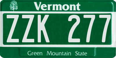 VT license plate ZZK277