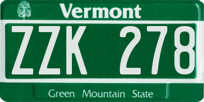 VT license plate ZZK278