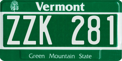 VT license plate ZZK281