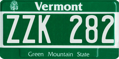 VT license plate ZZK282