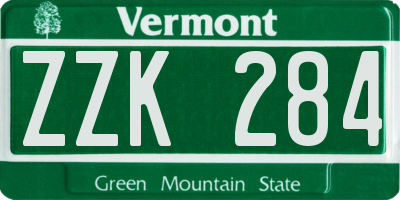 VT license plate ZZK284