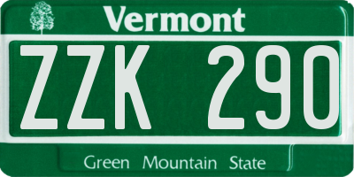 VT license plate ZZK290
