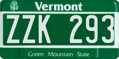 VT license plate ZZK293