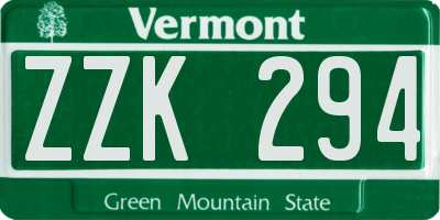 VT license plate ZZK294