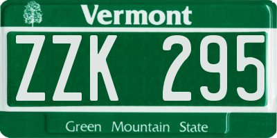 VT license plate ZZK295
