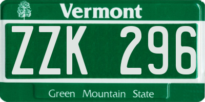 VT license plate ZZK296