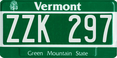VT license plate ZZK297