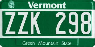 VT license plate ZZK298