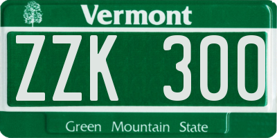 VT license plate ZZK300