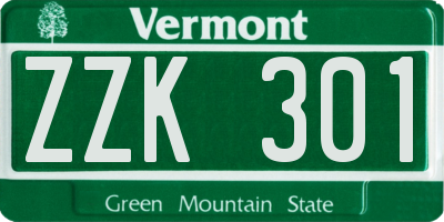 VT license plate ZZK301