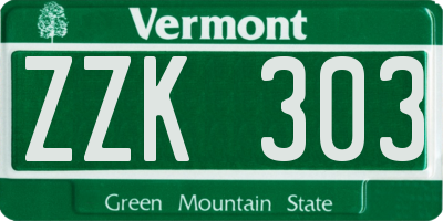 VT license plate ZZK303