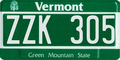 VT license plate ZZK305
