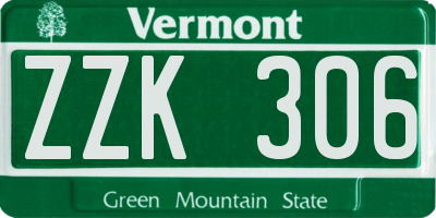 VT license plate ZZK306