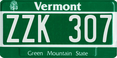 VT license plate ZZK307