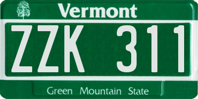 VT license plate ZZK311