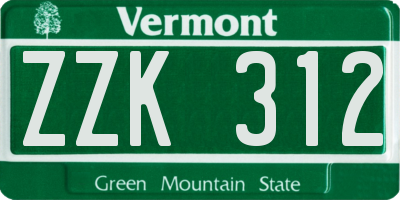 VT license plate ZZK312