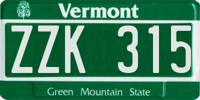 VT license plate ZZK315