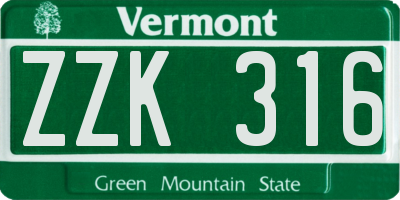 VT license plate ZZK316