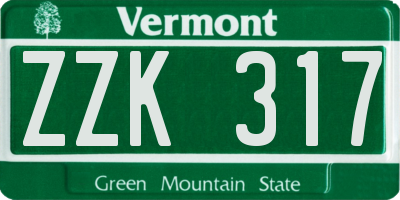 VT license plate ZZK317