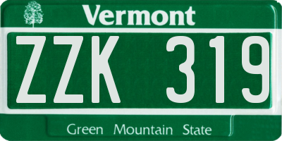 VT license plate ZZK319