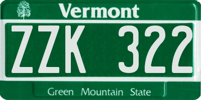 VT license plate ZZK322