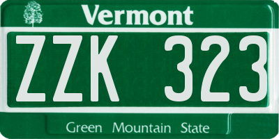 VT license plate ZZK323