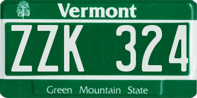 VT license plate ZZK324