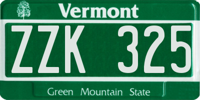 VT license plate ZZK325