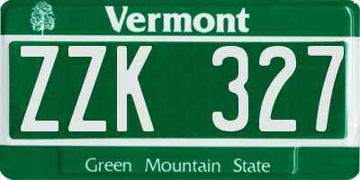 VT license plate ZZK327