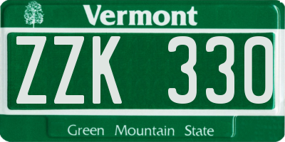 VT license plate ZZK330