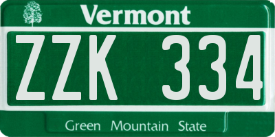 VT license plate ZZK334