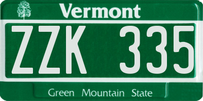 VT license plate ZZK335