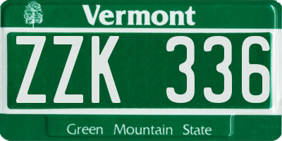VT license plate ZZK336