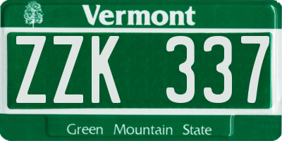 VT license plate ZZK337