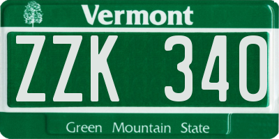 VT license plate ZZK340