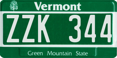 VT license plate ZZK344