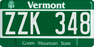 VT license plate ZZK348