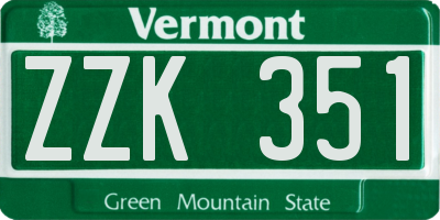 VT license plate ZZK351