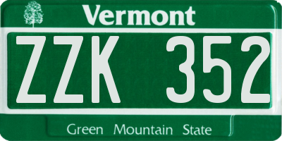 VT license plate ZZK352
