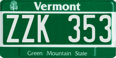 VT license plate ZZK353