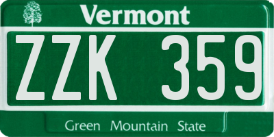 VT license plate ZZK359