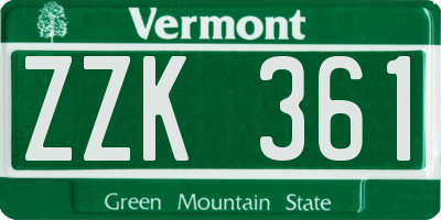 VT license plate ZZK361