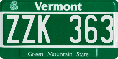VT license plate ZZK363