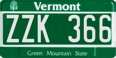 VT license plate ZZK366