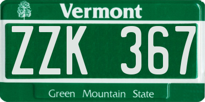 VT license plate ZZK367