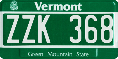 VT license plate ZZK368
