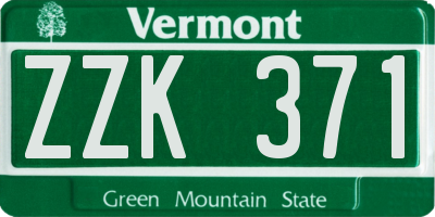 VT license plate ZZK371
