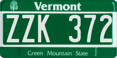 VT license plate ZZK372