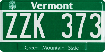 VT license plate ZZK373