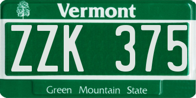 VT license plate ZZK375